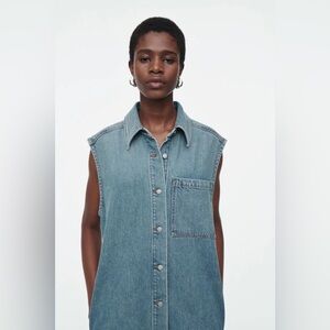 NWOT COS oversized sleeveless denim shirt dress size 10